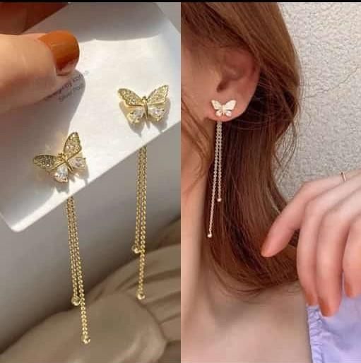 AVR JEWELS New Trendy Long Tassel Butterfly Drop Earrings Gold Color 2022 Modern Women Hanging Earrings Summer Jewelry Girls Party Gift